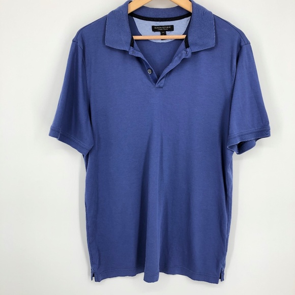 Banana Republic Mens Polo Size Large Tall Blue Luxury Touch Short‎ Sleeve - Picture 1 of 12